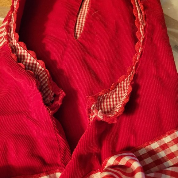 MARY JAMES Christmas dress - Size 2T - corduroy red with gingham ribbon trim, bo - Picture 10 of 10